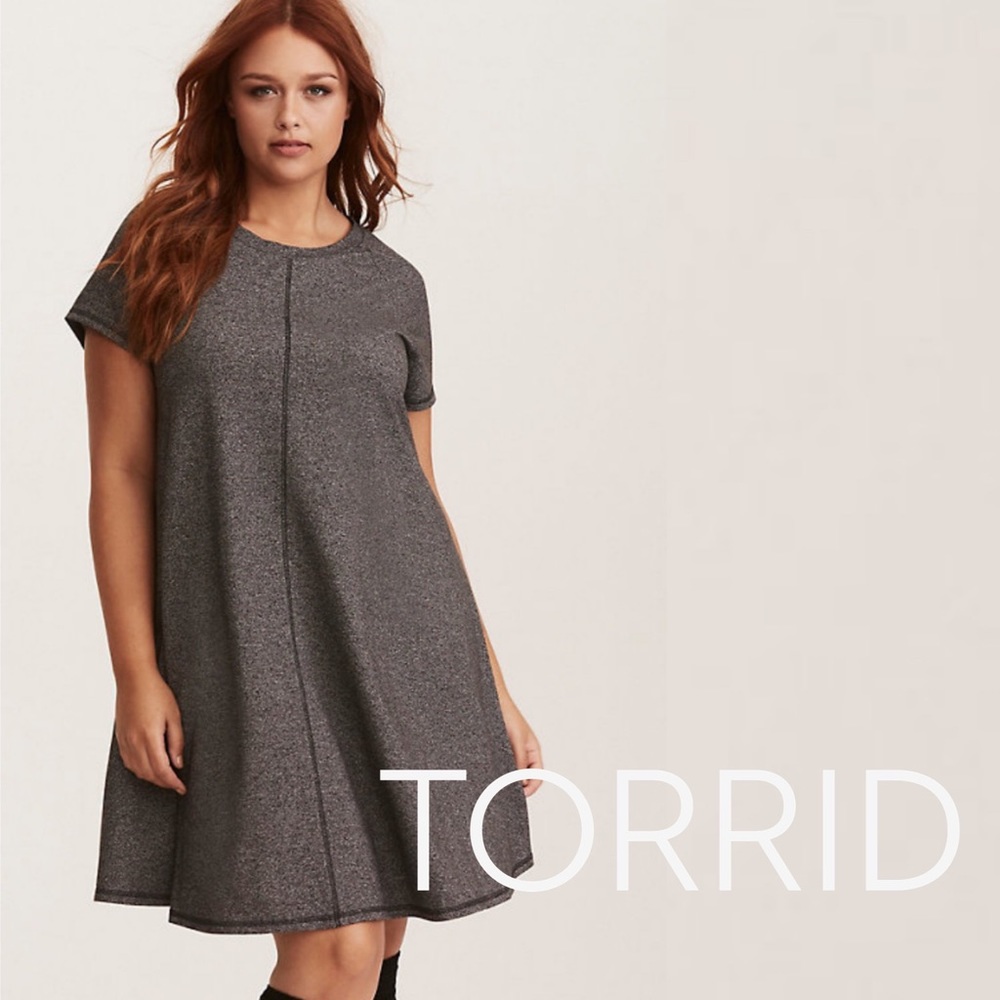 Torrid🐺grey short sleeve shift swing dress Sz 2 - Picture 1 of 8